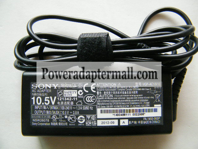 10.5V 3.8A Sony VAIO Pro SVP1121 AC Adapter VGP-AC10V10 10.5V 3.8A Sony VAIO Pro SVP1121 AC Adapter VGP-AC10V10